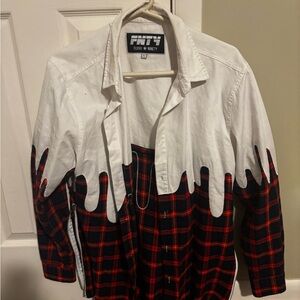 White and Red Plaid Casual Button Down Shirt